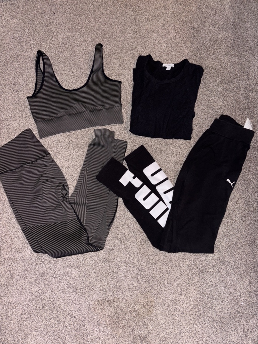Puma Black and Gray Activewear Bundle with Logo Leggings